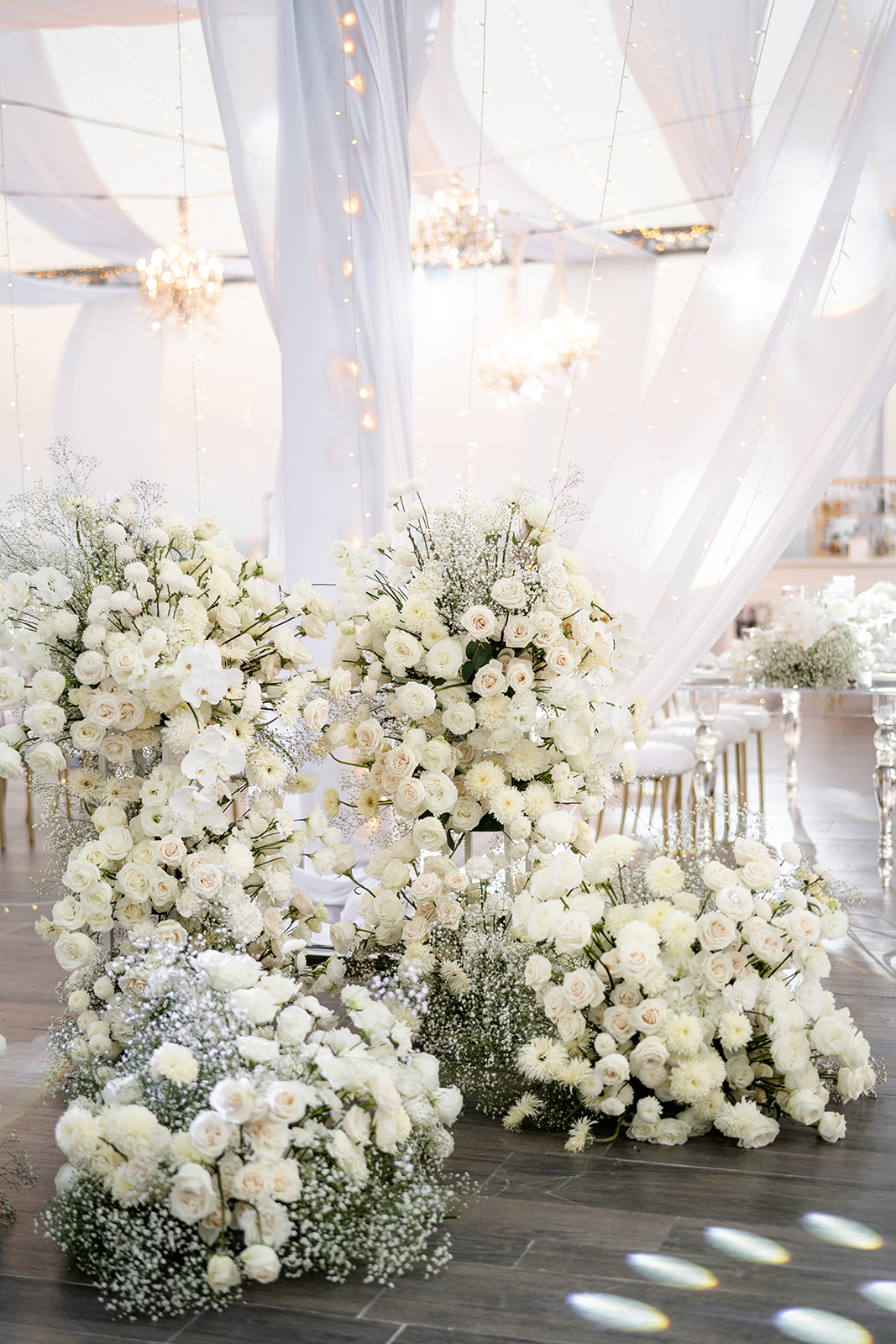 all white luxury rooftop reception wedding