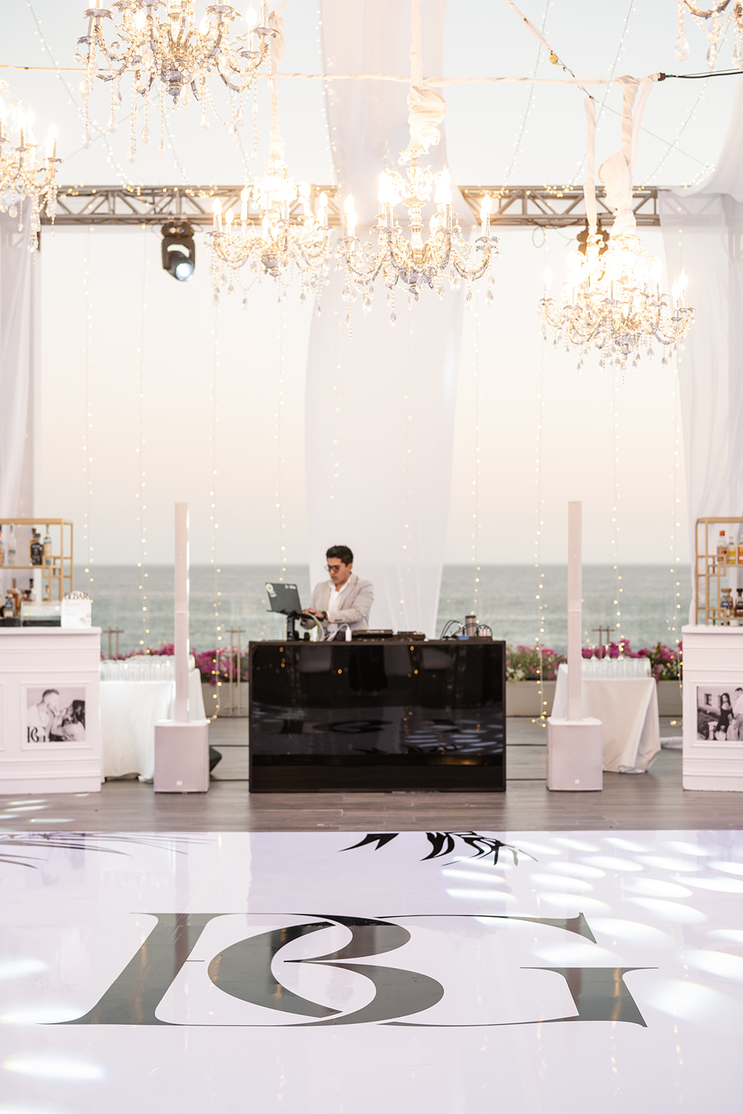 all white luxury rooftop reception wedding