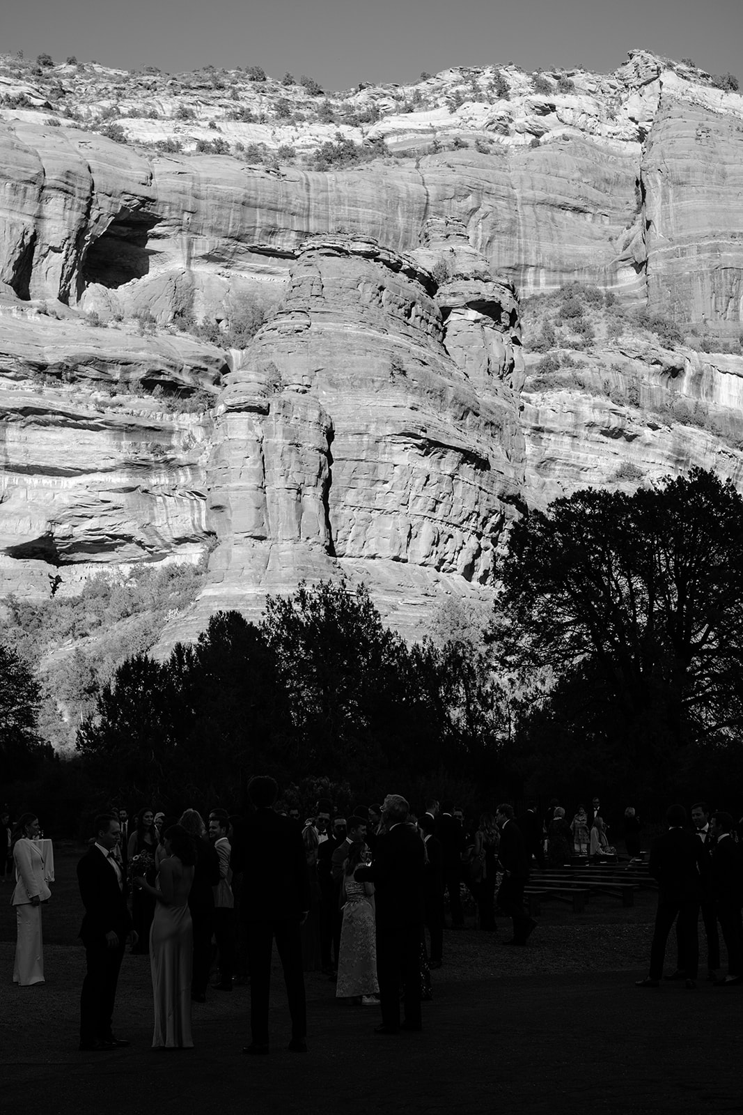 Sedona mountains in black and white 