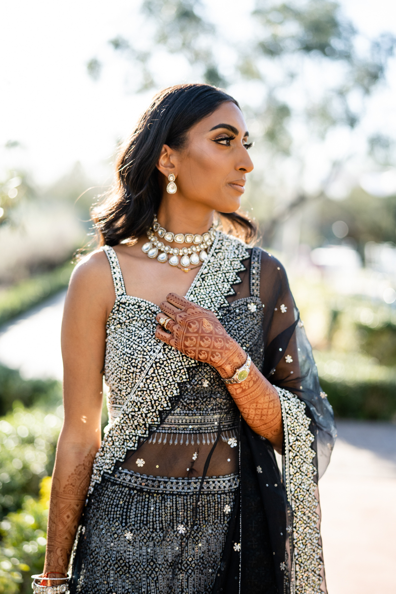 indian bride's reception outfit in black