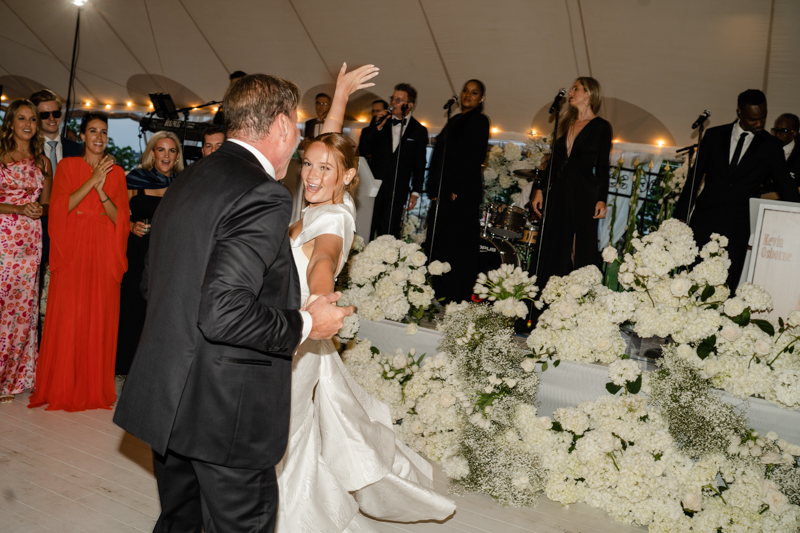 guests dancing with bride