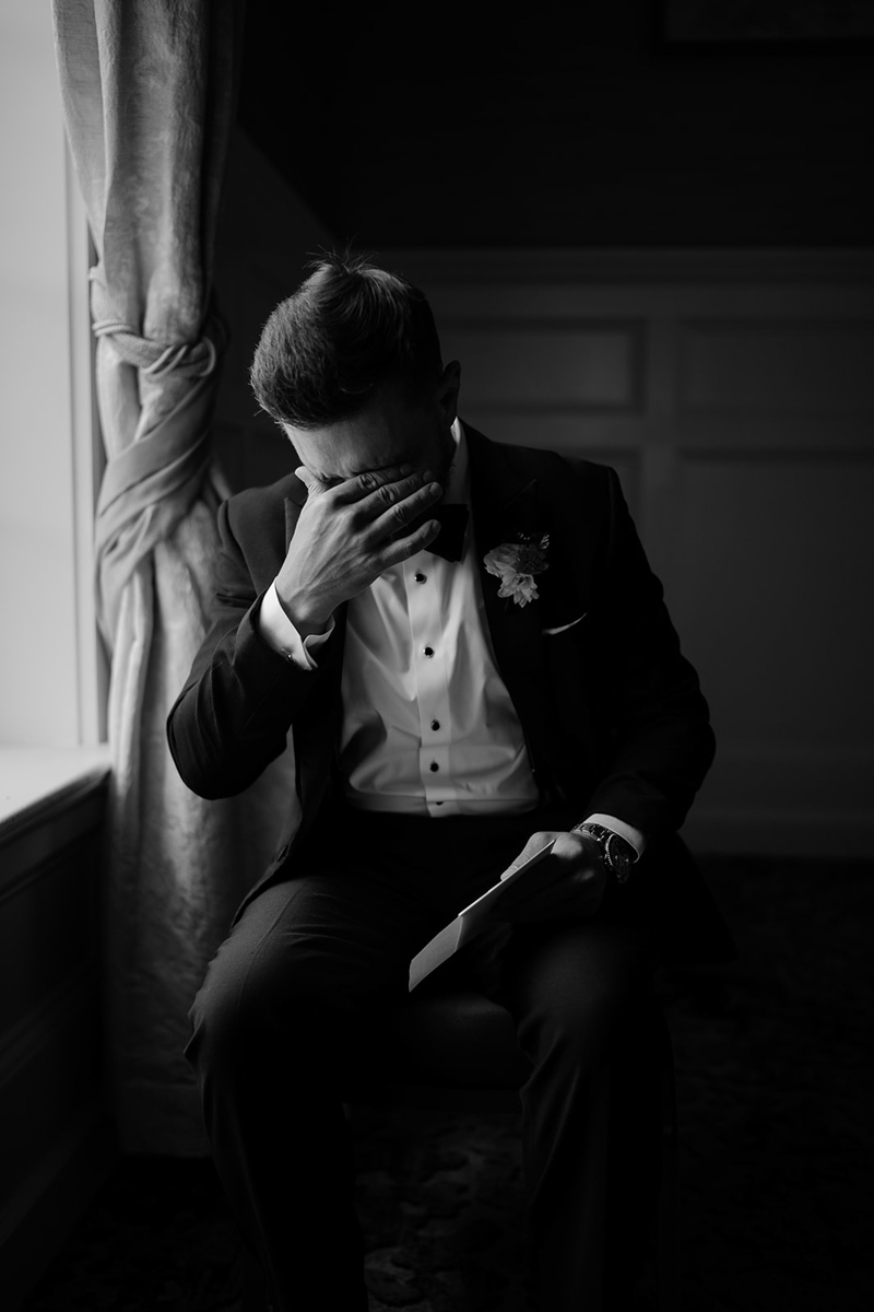 groom getting ready at The Viking Hotel in Newport RI