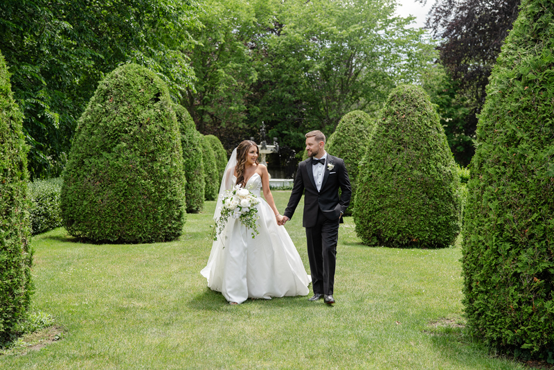 bride and groom portraits at The Elms in Newport Ri