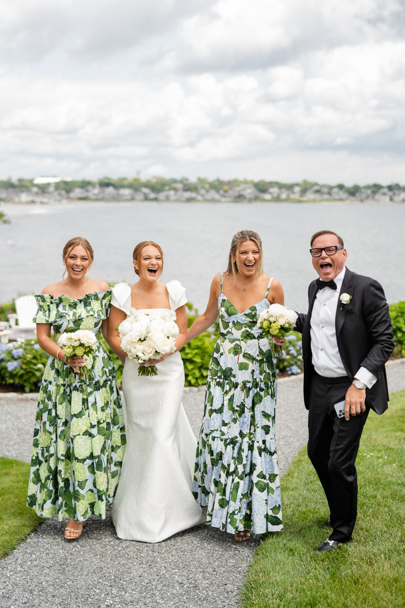 bridesmaids and dad at the chanler in Newport ri