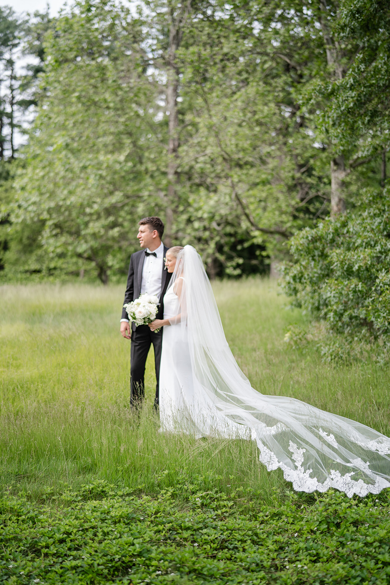 bride and groom portraits at Wellesley college Boston