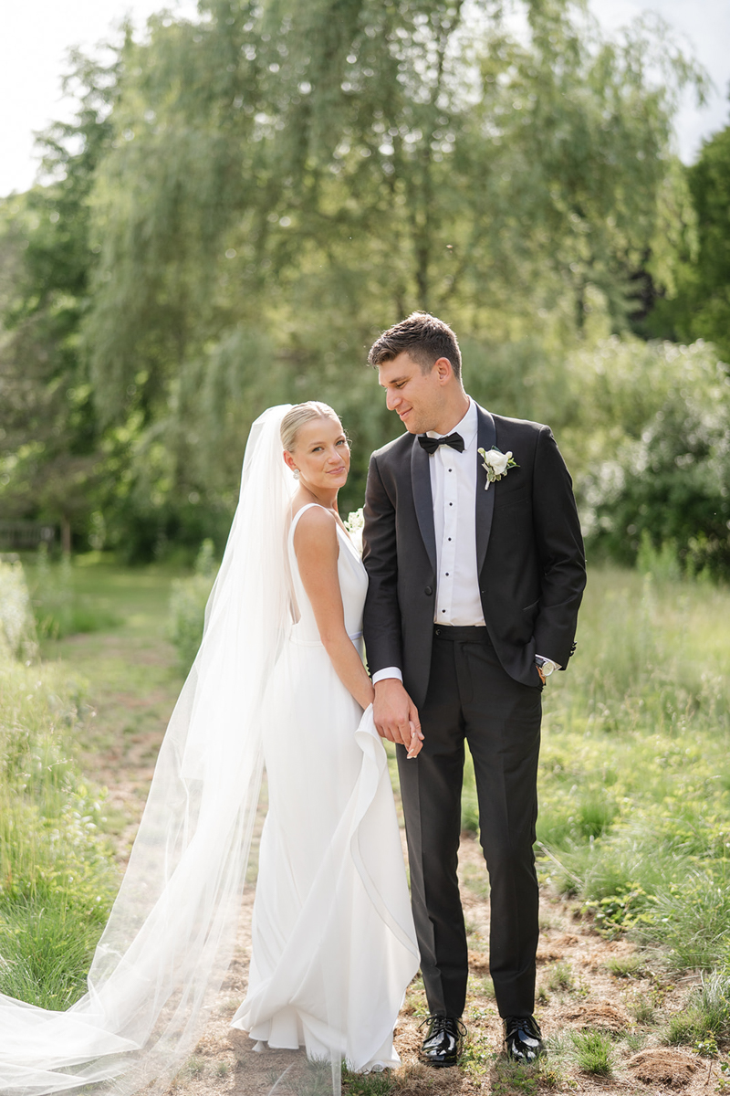 bride and groom portraits at Wellesley college Boston