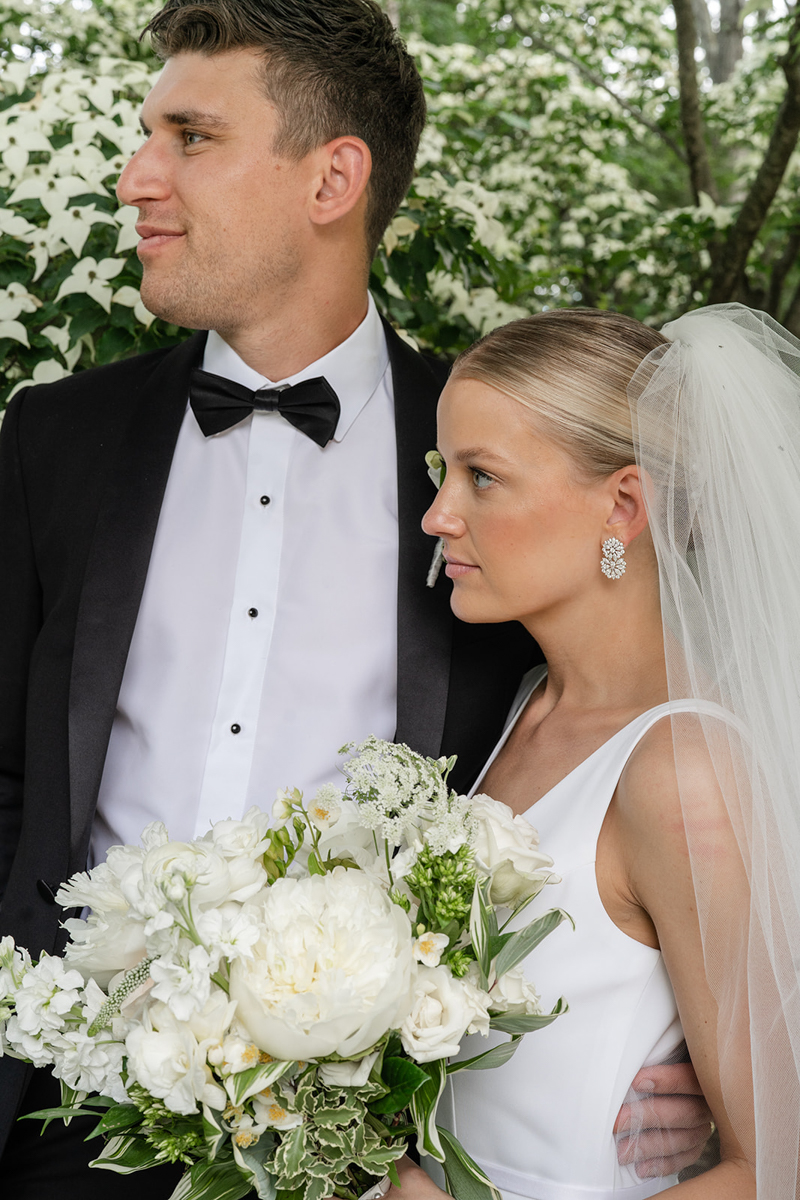 bride and groom portraits at Wellesley college Boston