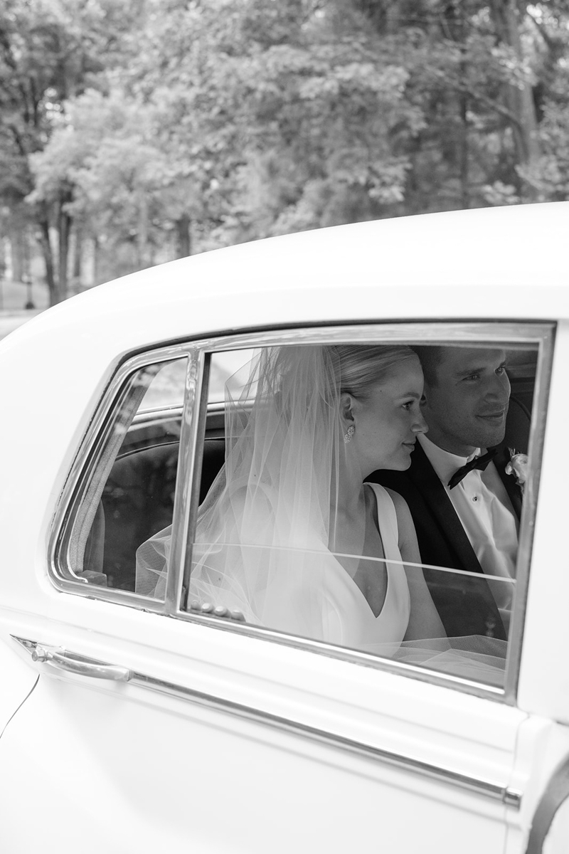 bride and groom portraits at Wellesley college Boston