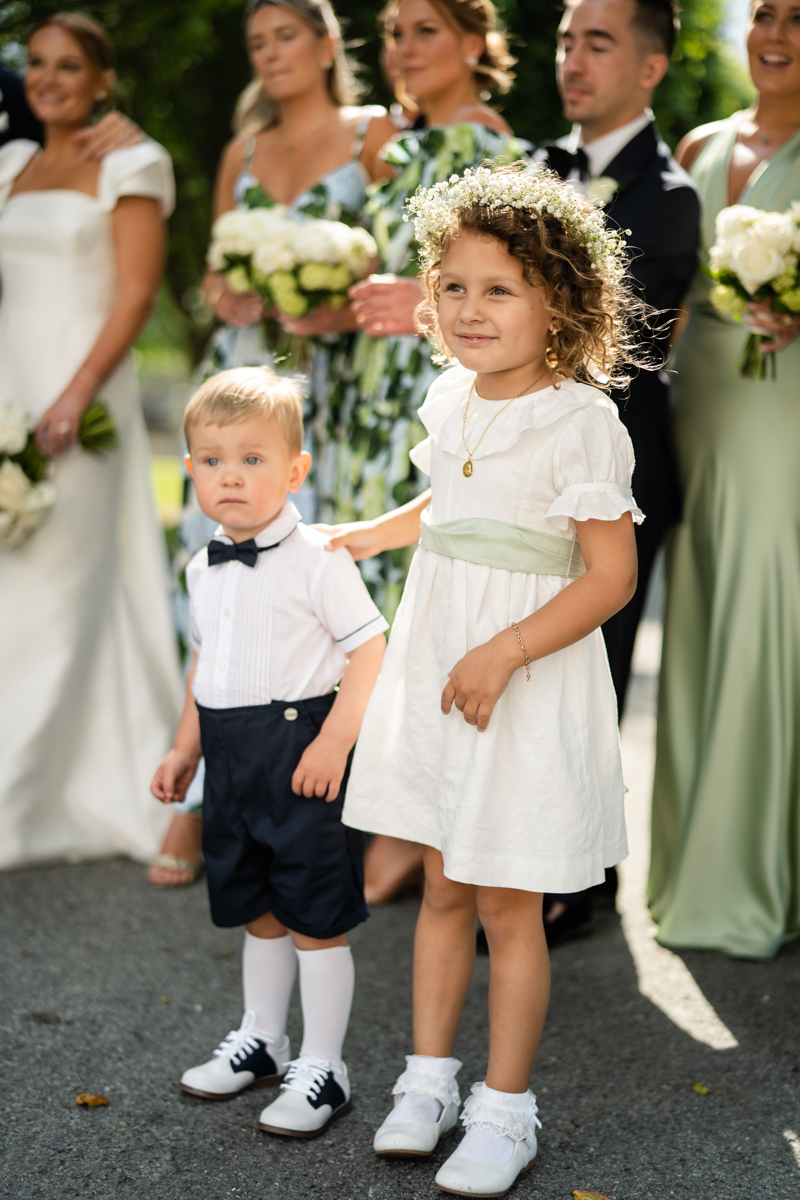 flower girl and ring bearer in vintage outfits