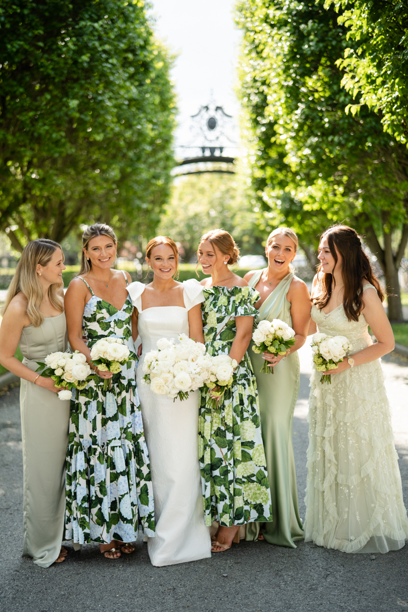 ochre court bridal party print dresses