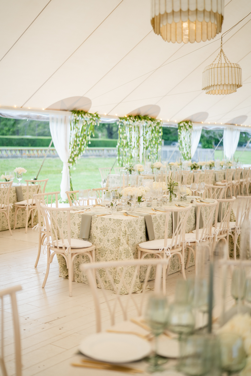 tented Newport wedding cream and sage details