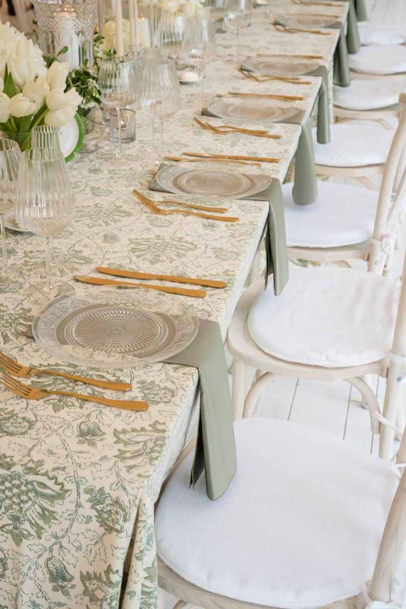 tented Newport wedding cream and sage details