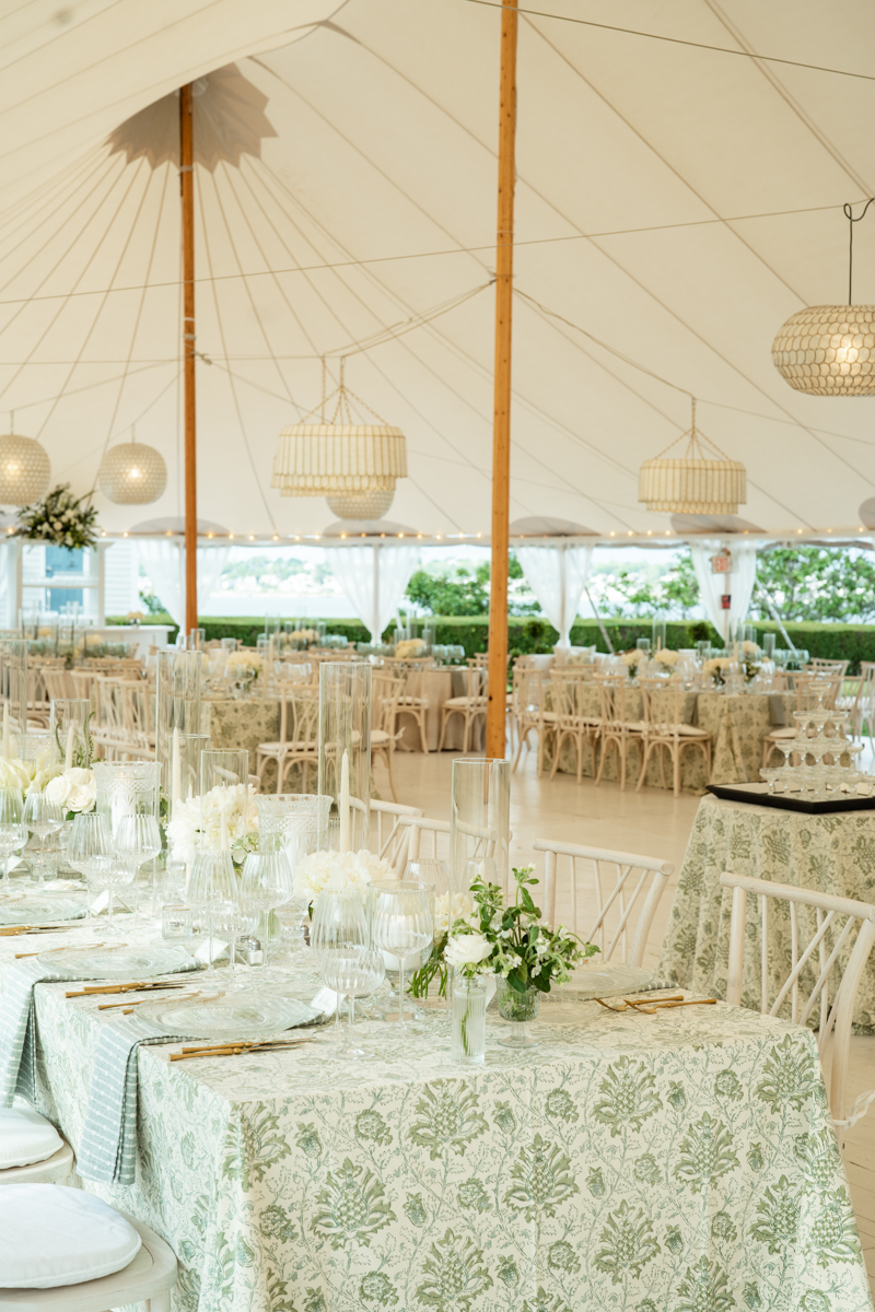 tented Newport wedding cream and sage details