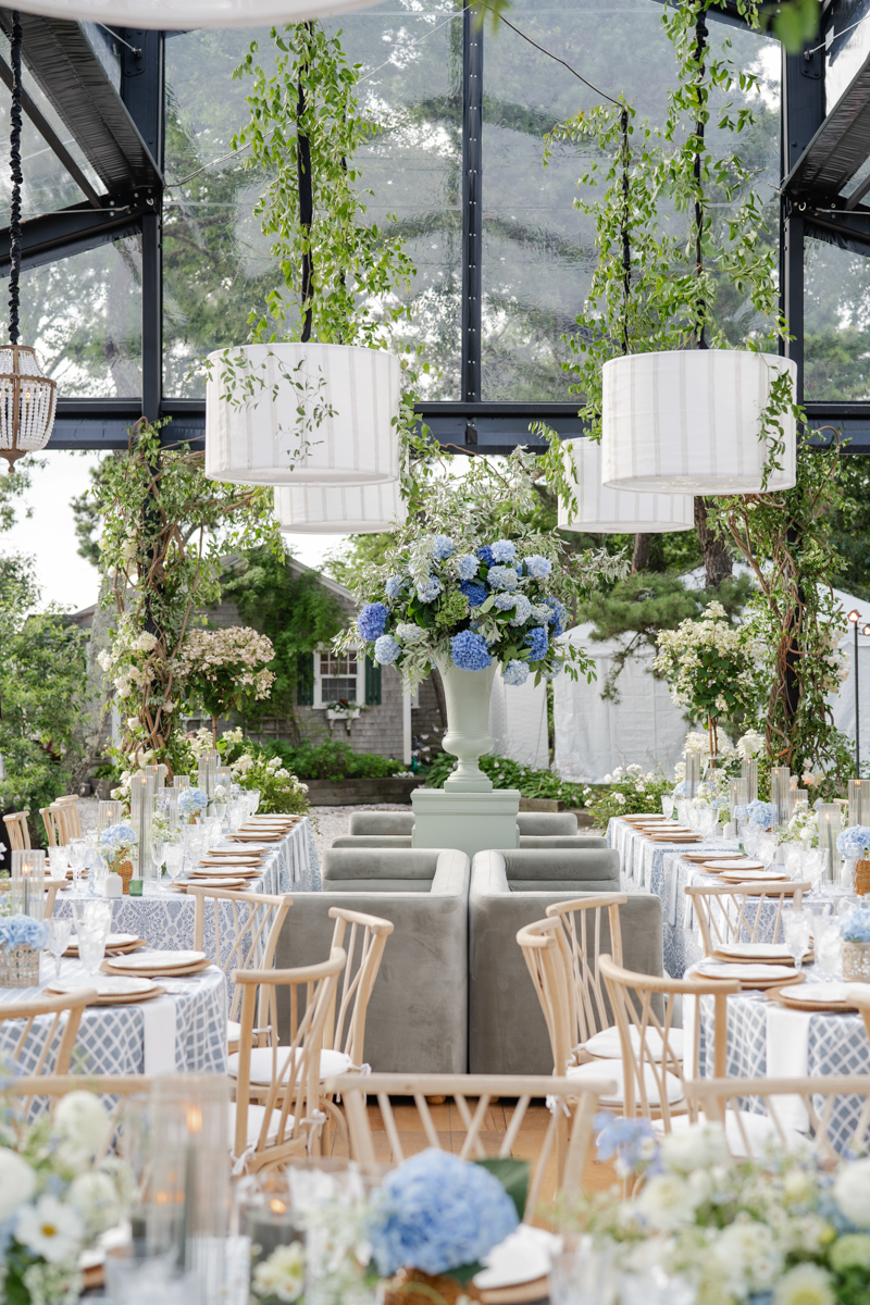 blue hydrangea large centerpiece