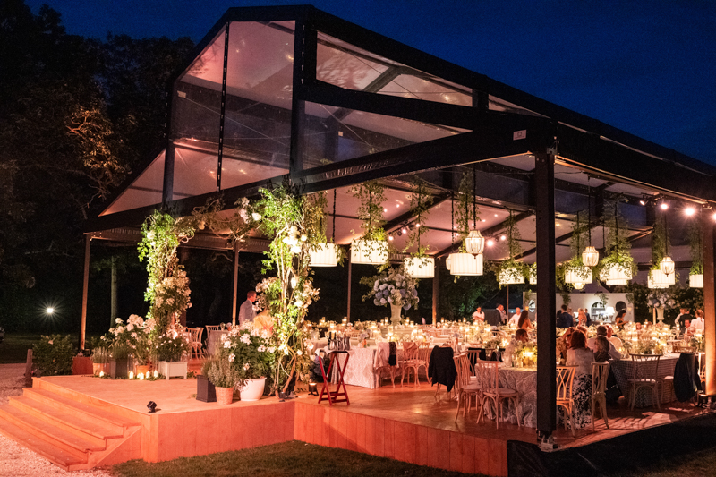 Black conservatory structure private estate wedding