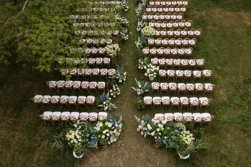 drone shot of ceremony set up