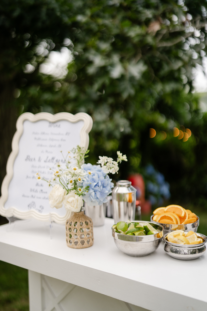 blue and white bar set up