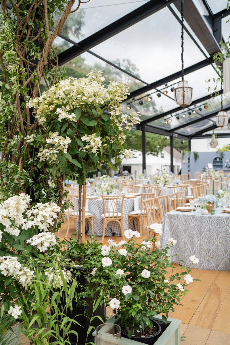 black steal tent wedding structure with cape cod garden aesthetic 