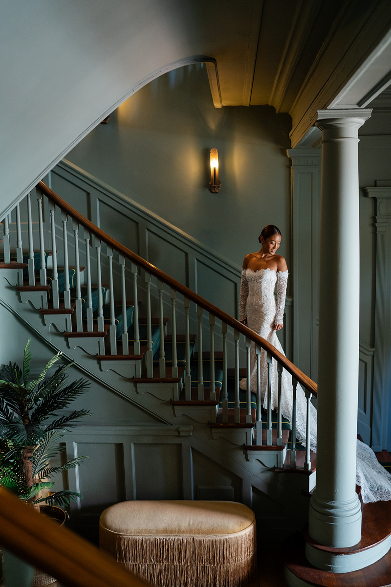 bridal portraits at Vanderbilt hotel in Newport RI