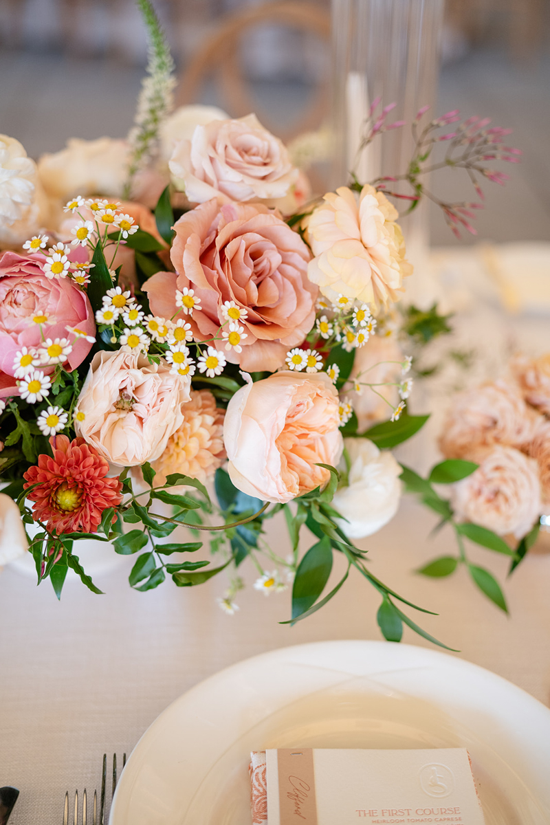 colorful floral at castle hill inn Newport ri wedding