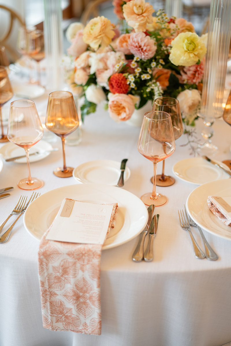 colorful floral at castle hill inn Newport ri wedding