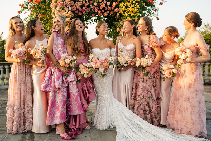 pink colorful bridesmaids