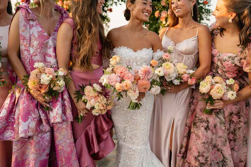 pink colorful bridesmaids