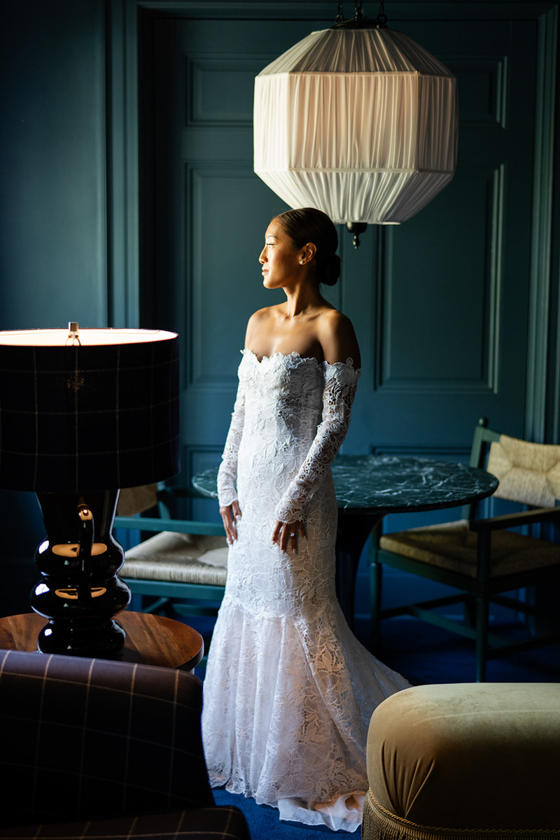 bridal portraits at Vanderbilt hotel in Newport RI