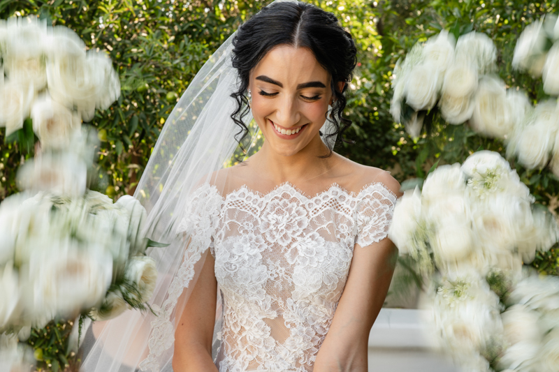 bride with flowers