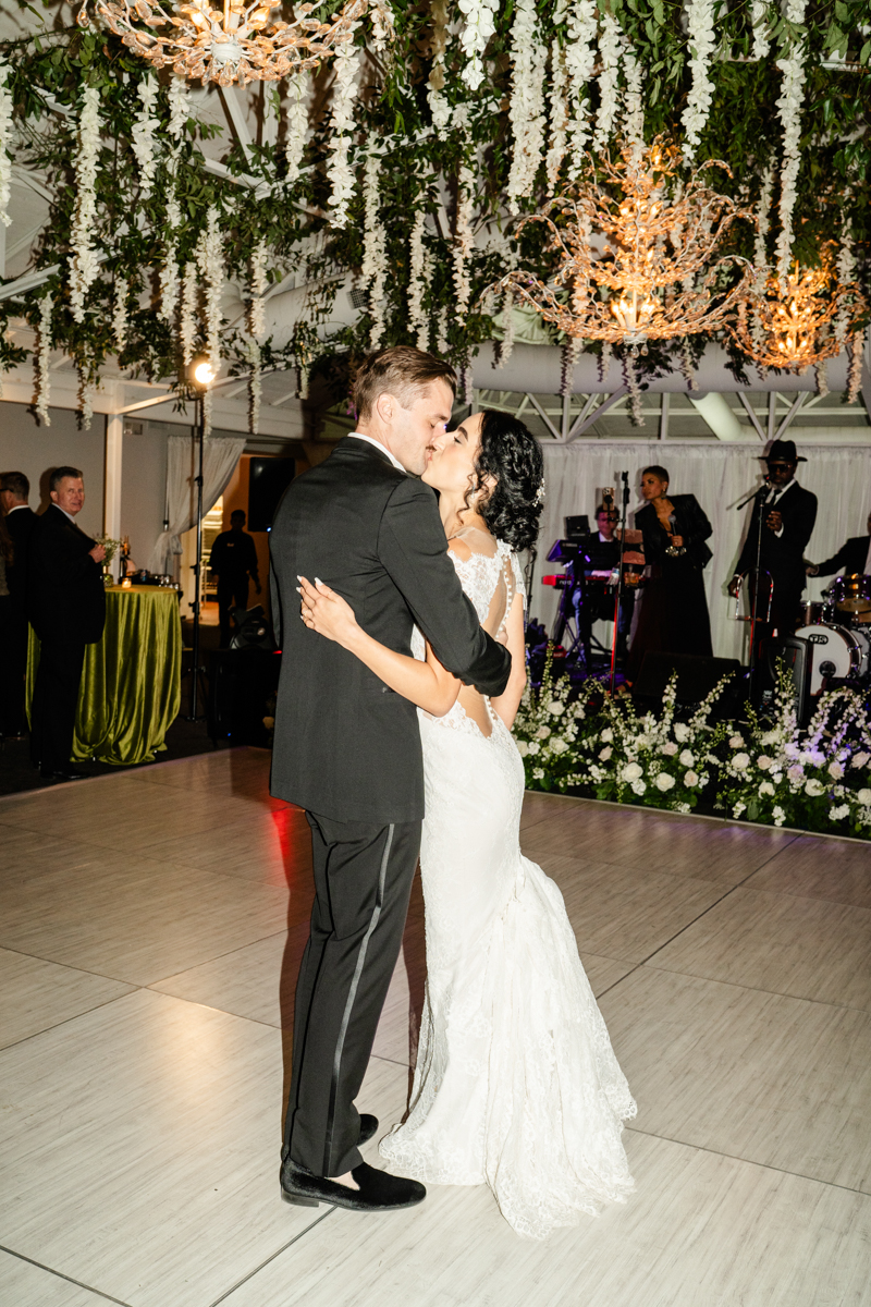 reception dance floor florals