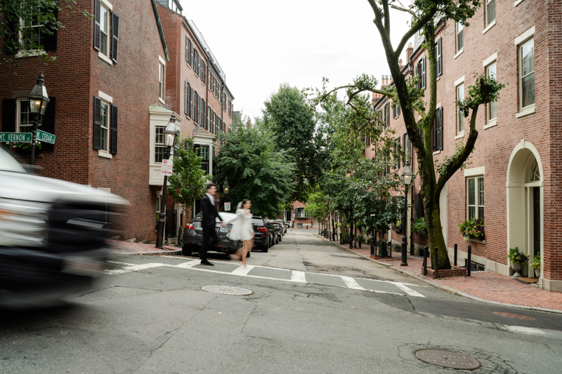 engaged couple in Boston