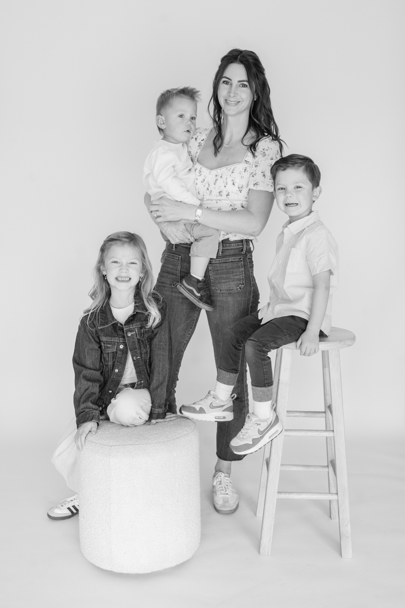 mom with kids in studio session