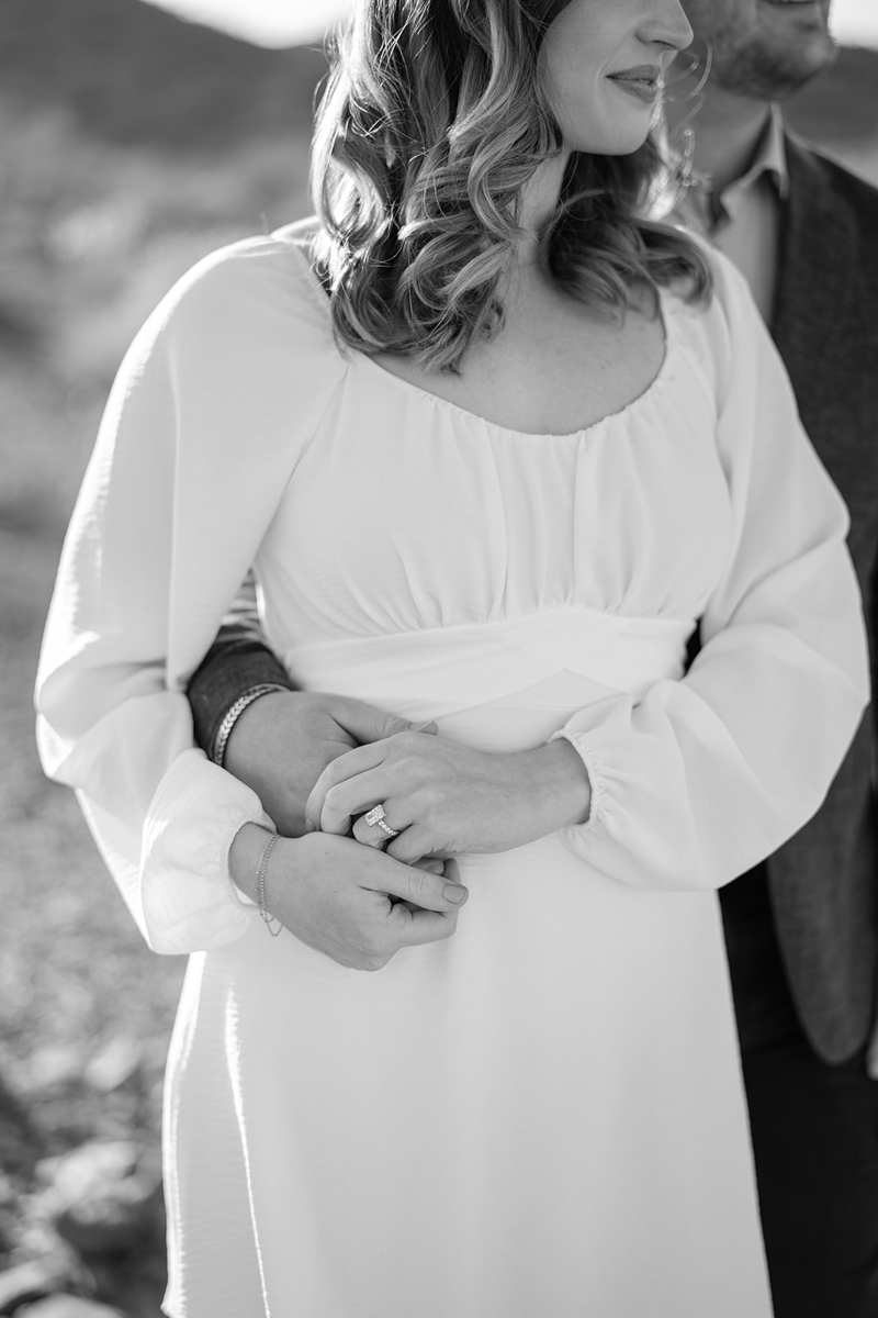 black and white engagement session