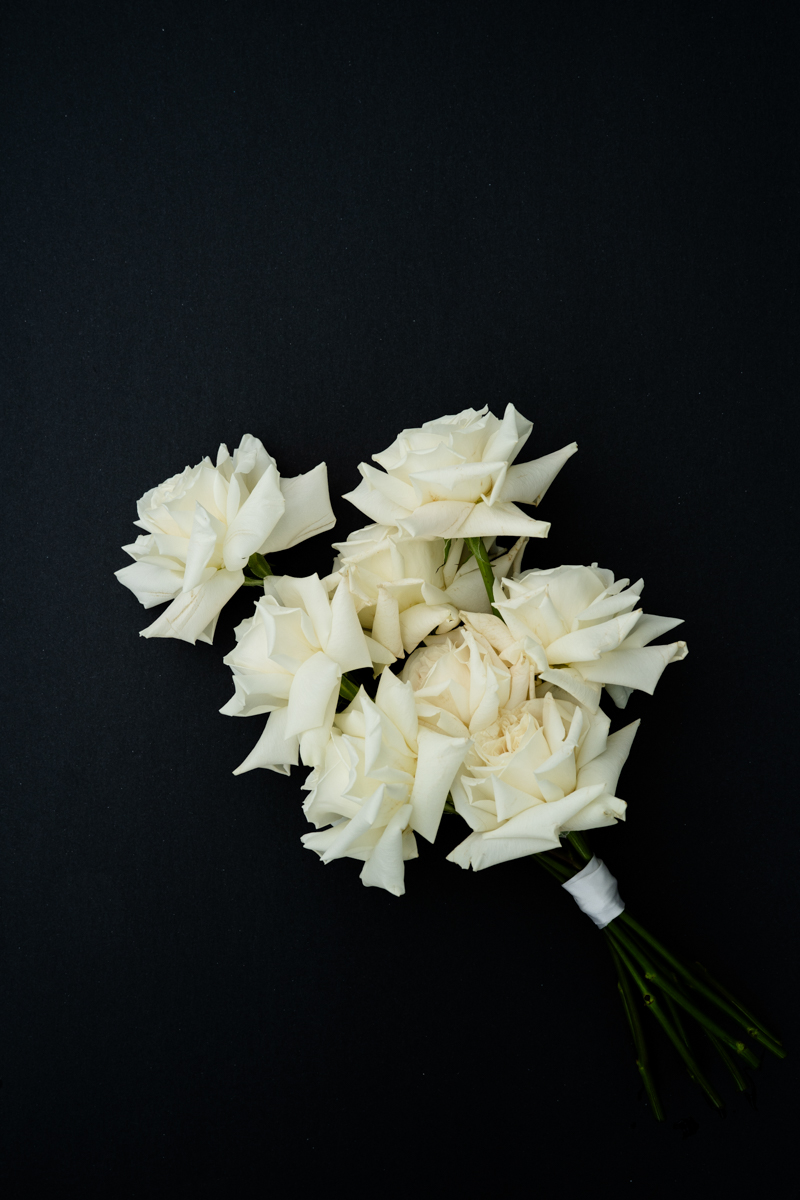 black and white themed wedding details