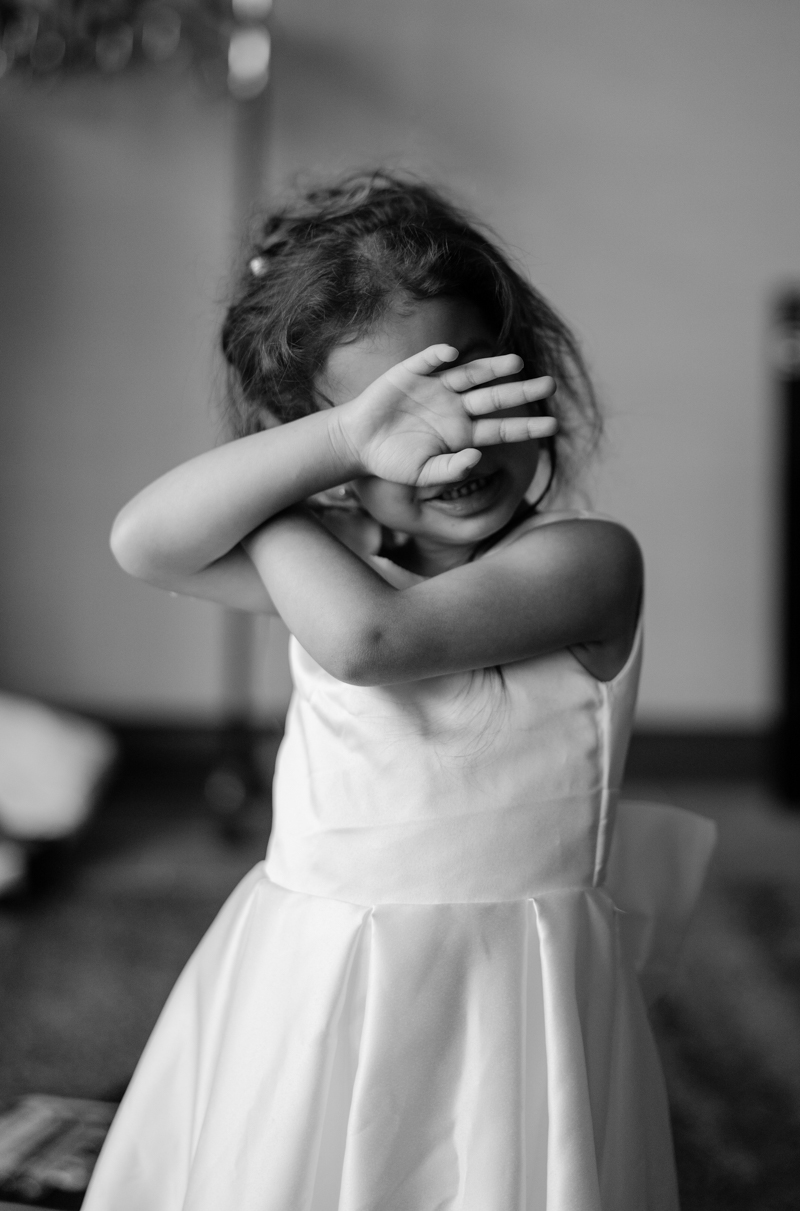 flower girl in black and white