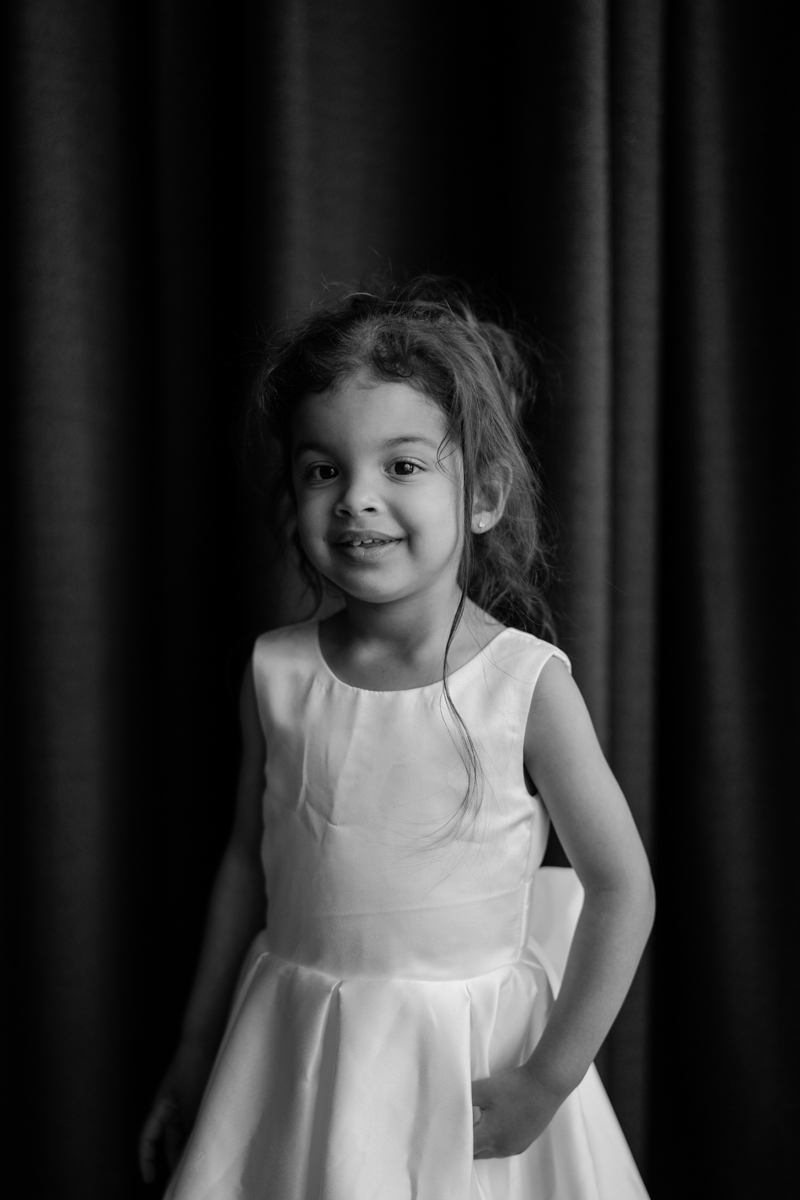 flower girl in black and white