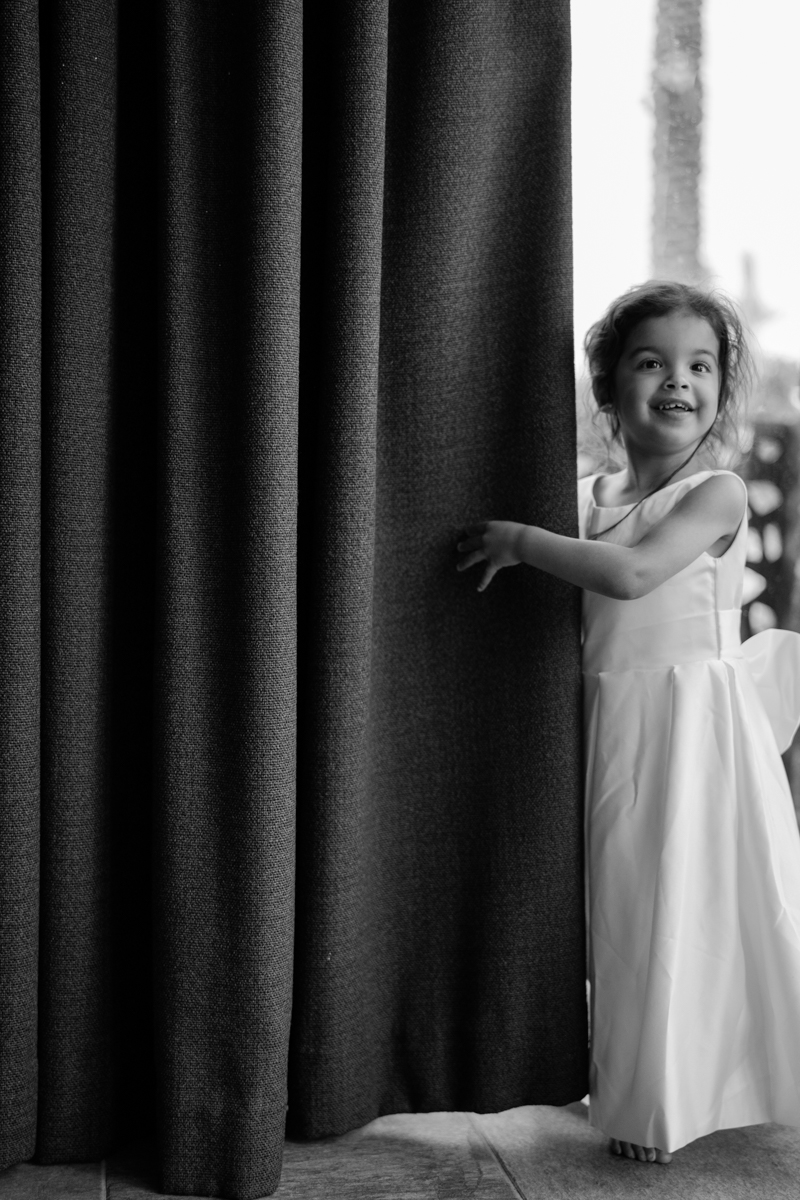 flower girl in black and white