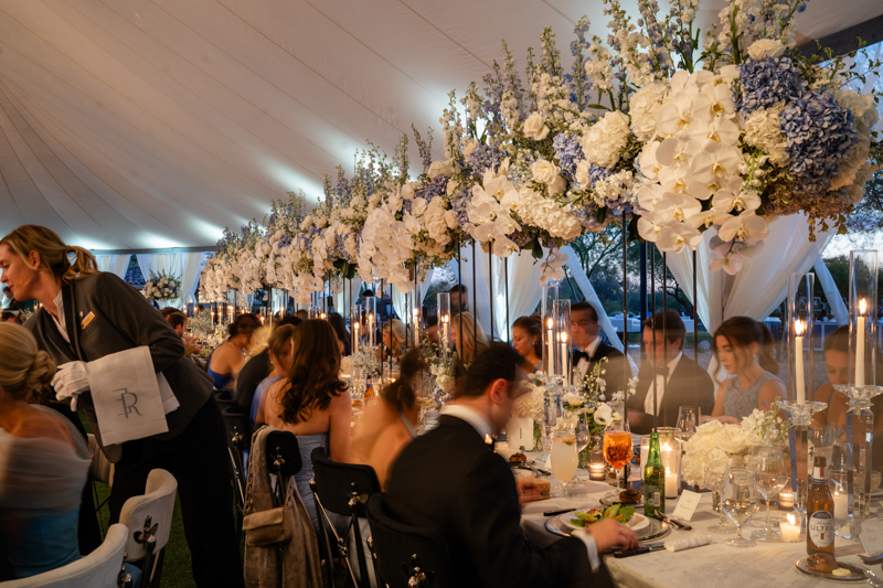 tented wedding at night