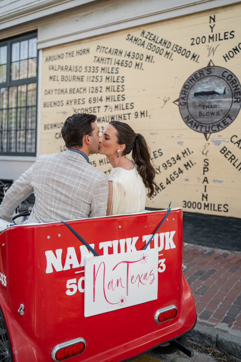 Nantuk Tuk on Nantucket with Bride and Groom