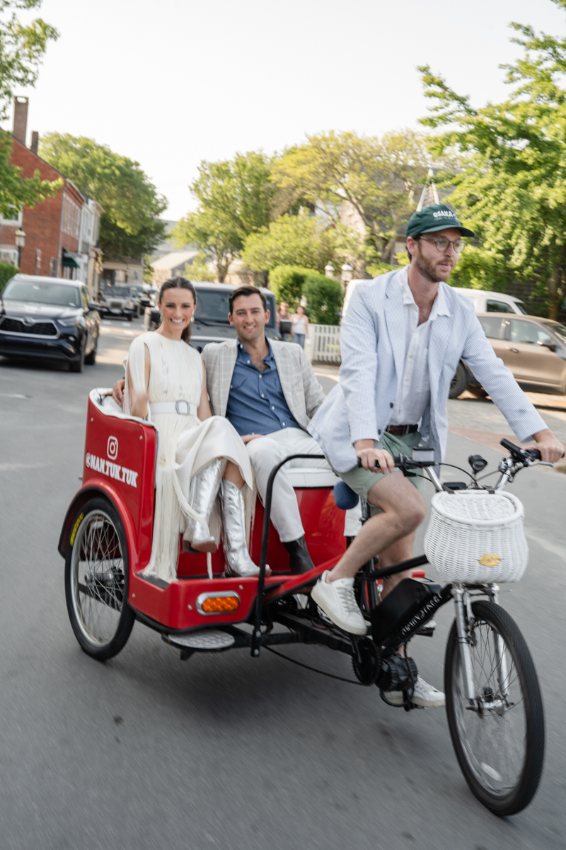 Nantuk Tuk on Nantucket with Bride and Groom