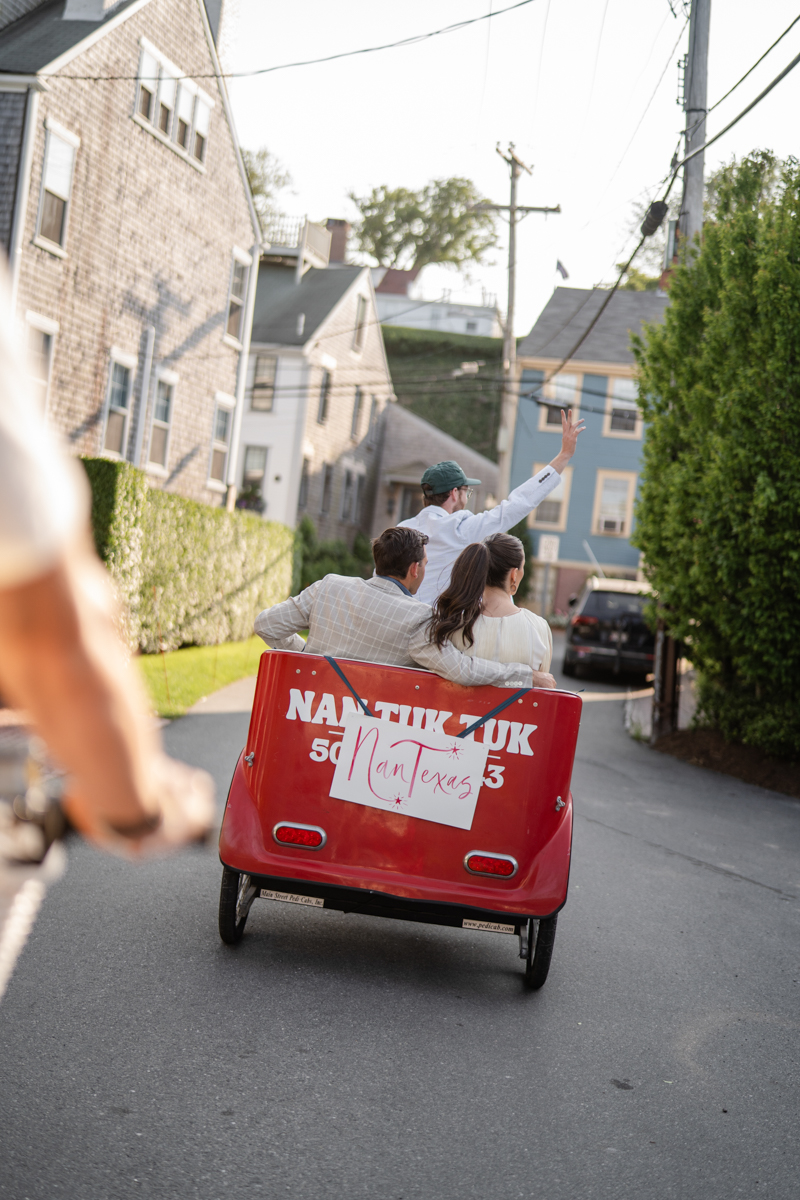 Nantuk Tuk on Nantucket with Bride and Groom