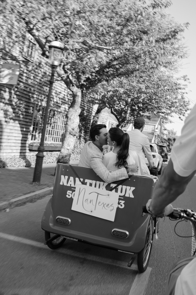 Nantuk Tuk on Nantucket with Bride and Groom