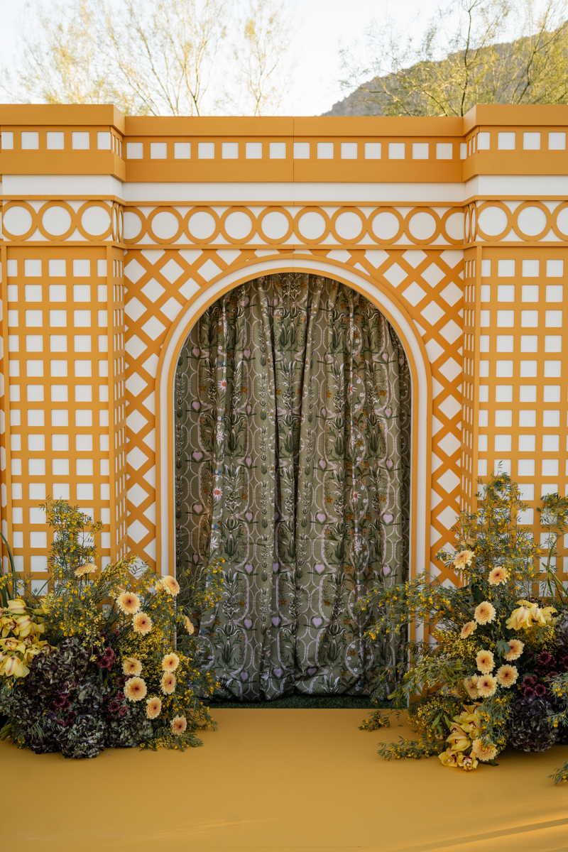 yellow lattice ceremony backdrop