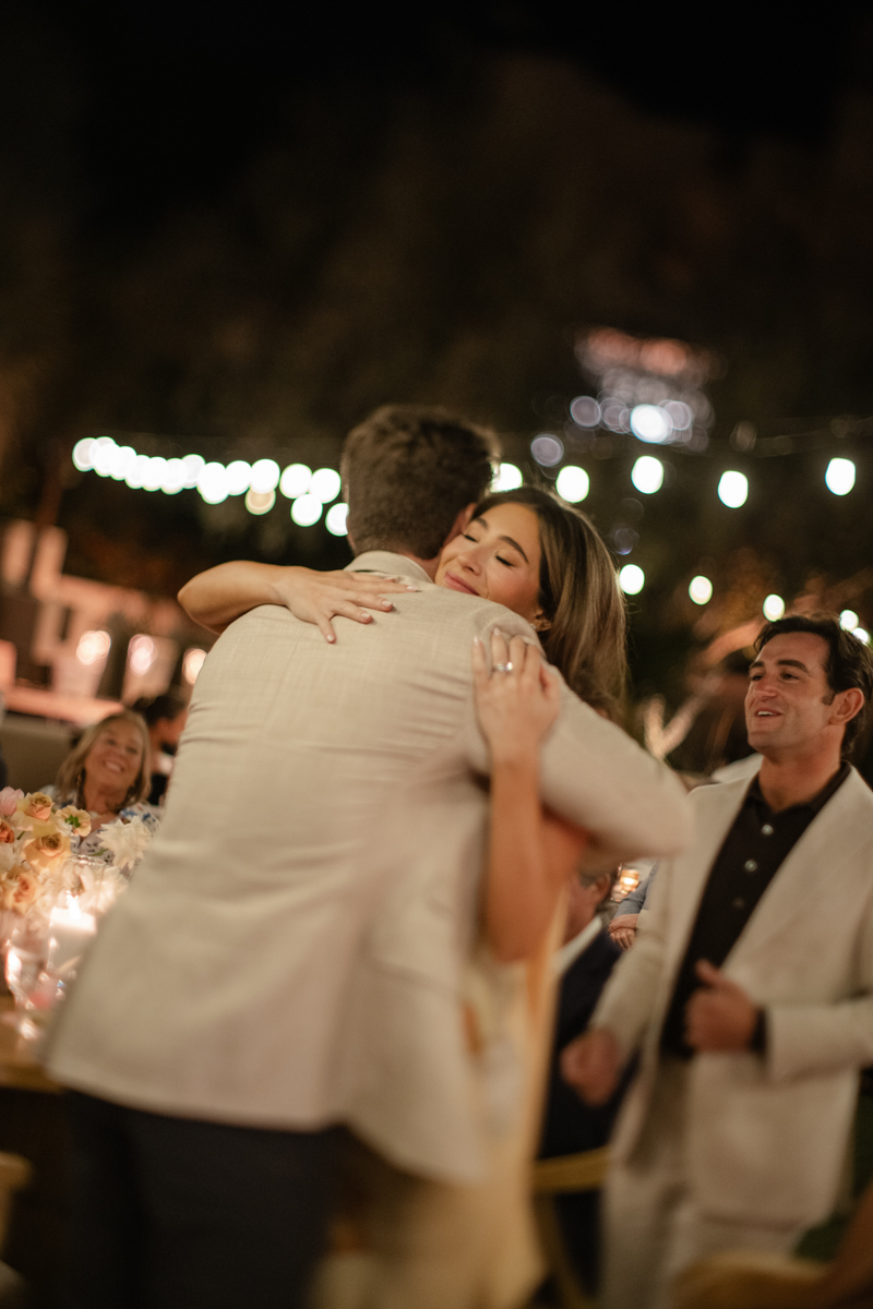 bride hugging