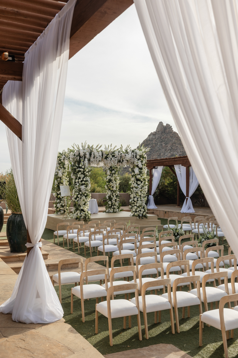 white and green Sophia Richie inspired chuppah