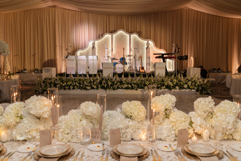 draped ballroom with candles