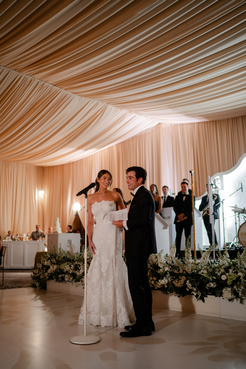 bride and groom doing a speech