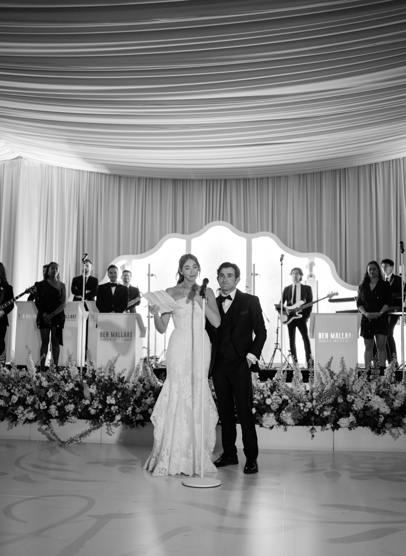 bride and groom doing a speech