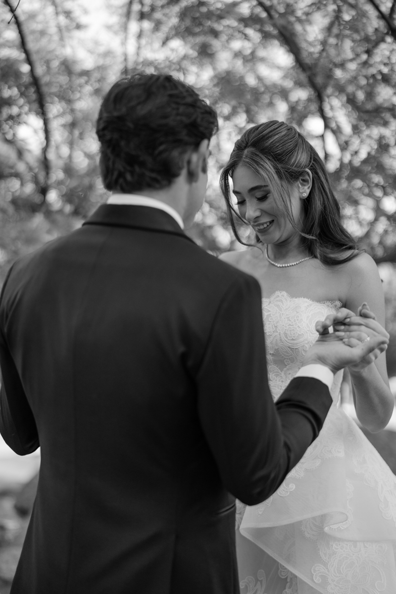 bride and groom first look in the desert