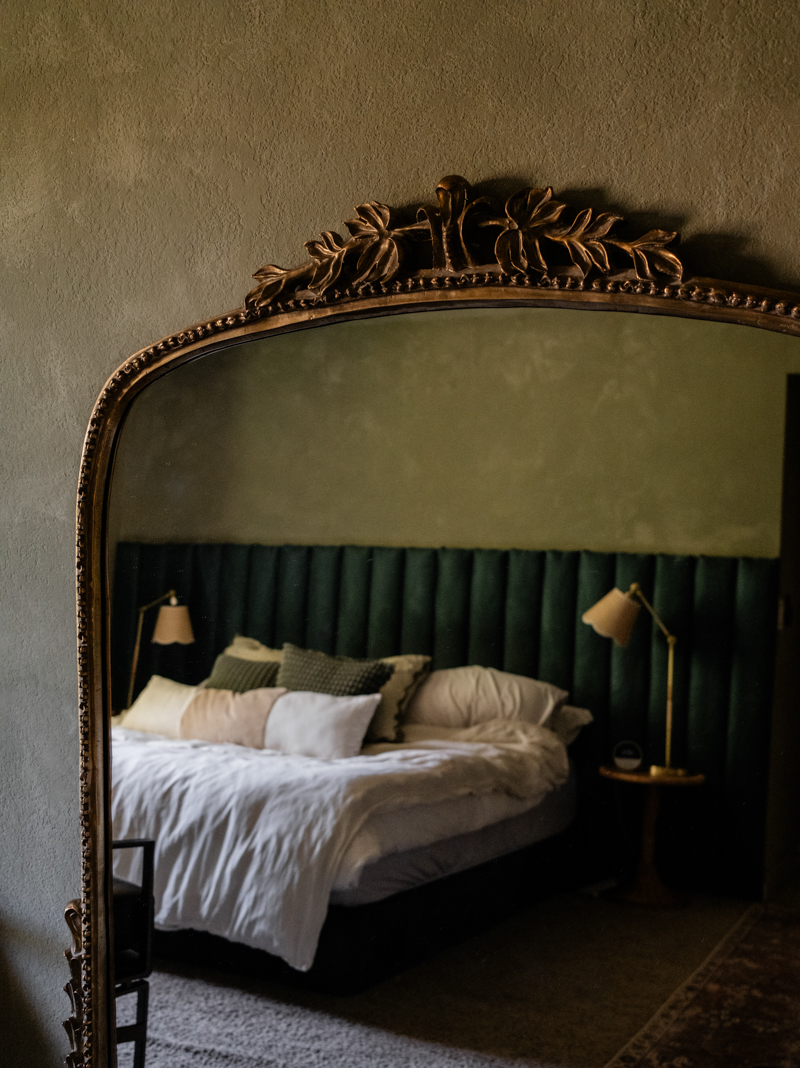 primary bedroom with lime wash